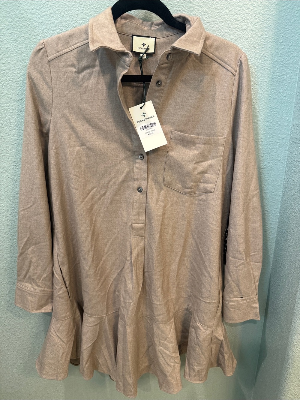 Tuckernuck Taupe Brushed Wool Callahan Shirt Dress NWT Medium
